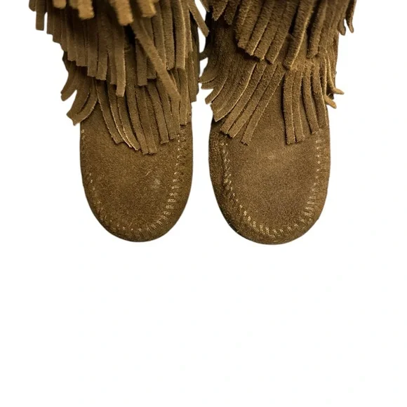 Minnetonka Leather Fringe boots little girls - Picture 2 of 4